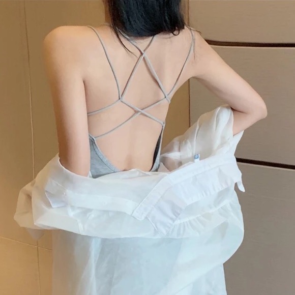 Strappy dress open back sexy gray women a tank dress mini dresses - Picture 4 of 6